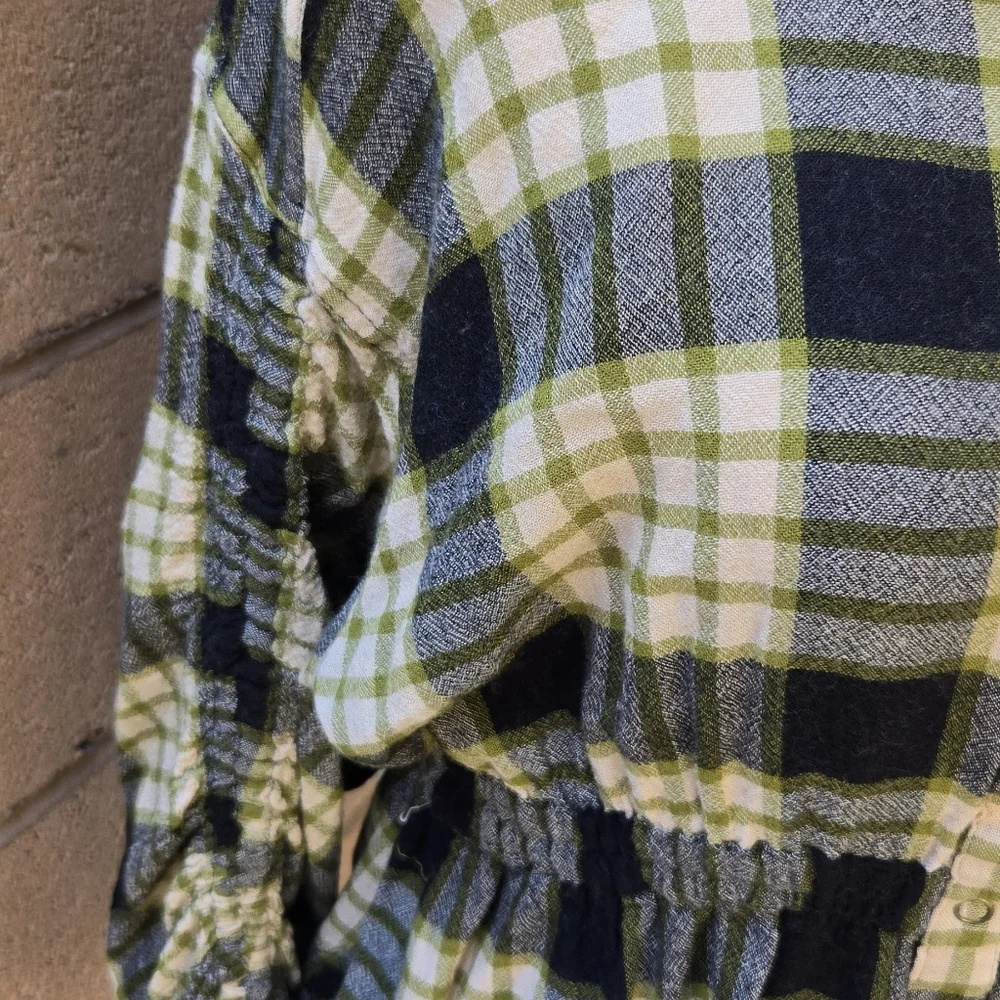 We The Free Wool Blend Plaid Peplum Snap Button Blouse - Picture 4 of 11